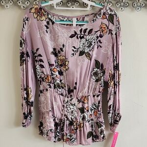 Xhilaration Floral Blouse - Lavender and Black